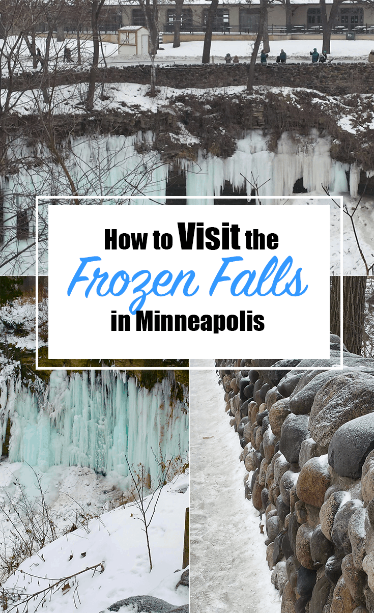 Looking for something to do this winter in the Twin Cities? Minnehaha Falls will not disappoint. Here is your guide on how to get the best view of Minneapolis. #TwinCities | Family Fun | Frozen Waterfall | Winter | Minnesota | Minneapolis | Outdoors