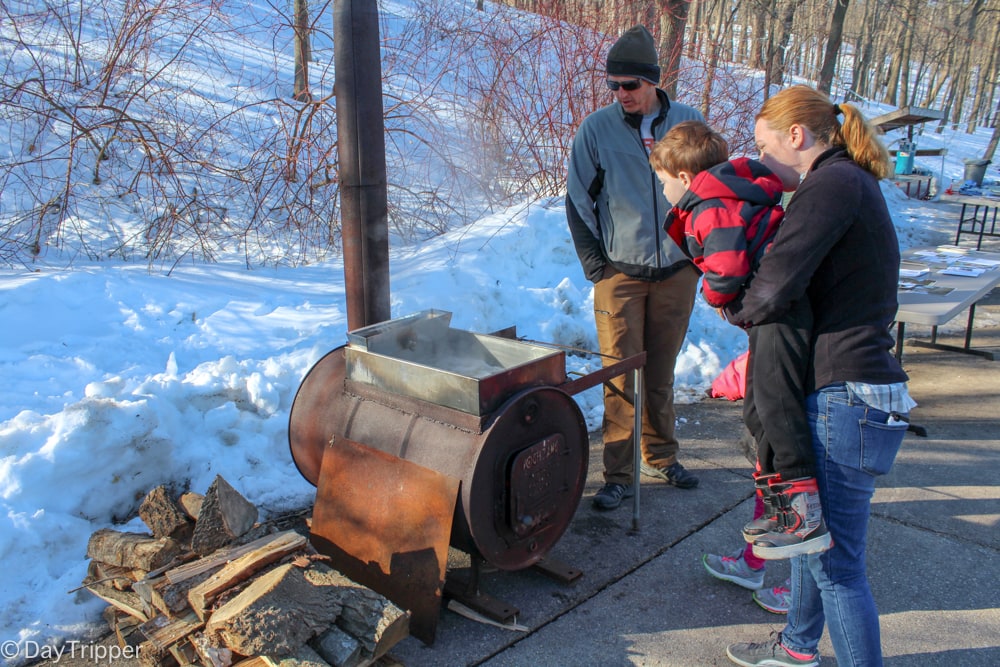 Reducing Maple Syrup over a fire
