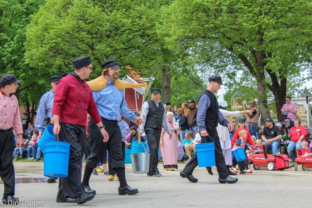 Buckets for washing the streets at the Orange City IA Tulip Festival
