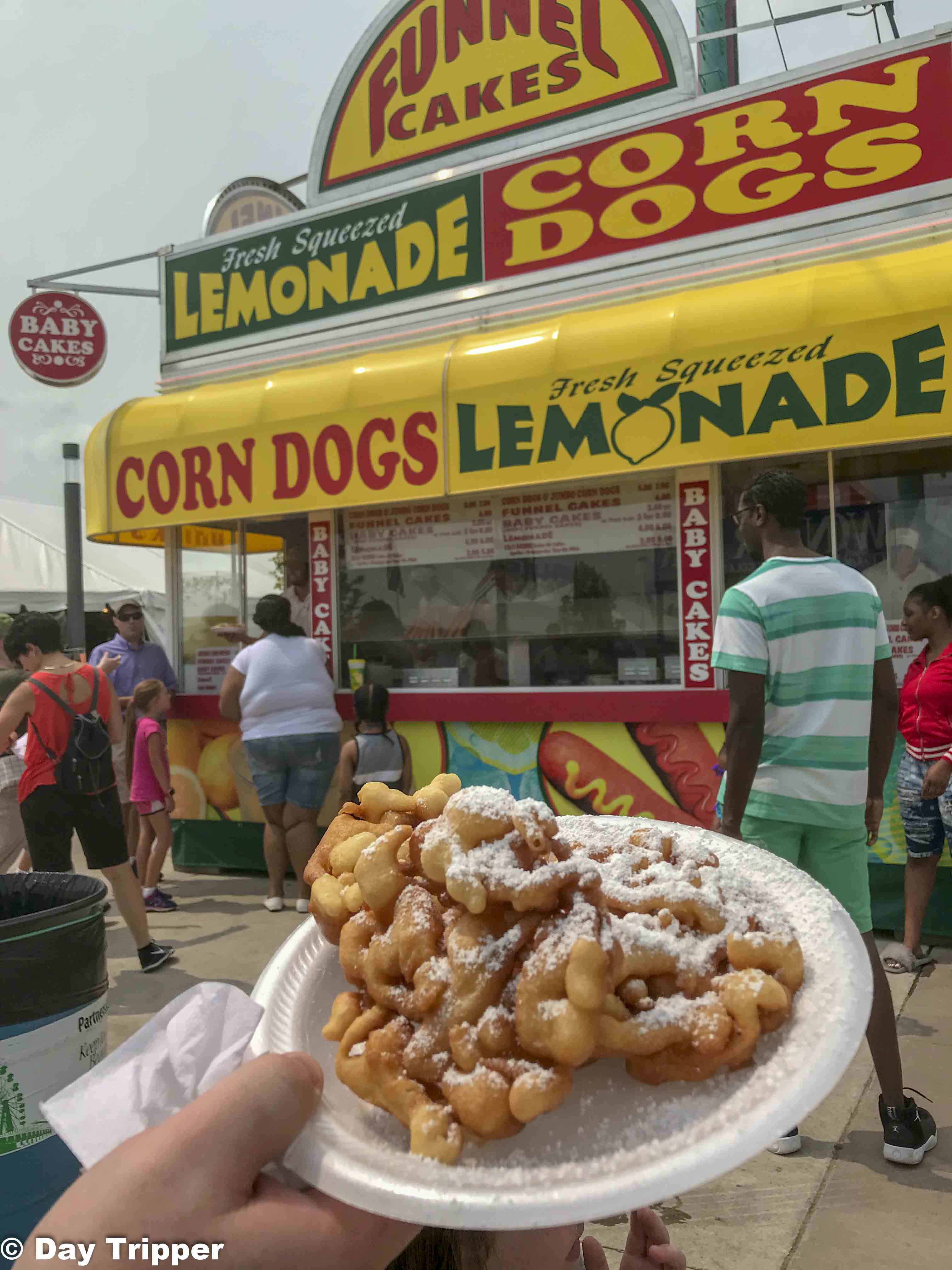Enjoying some funnel cakes at the Iowa State Fair