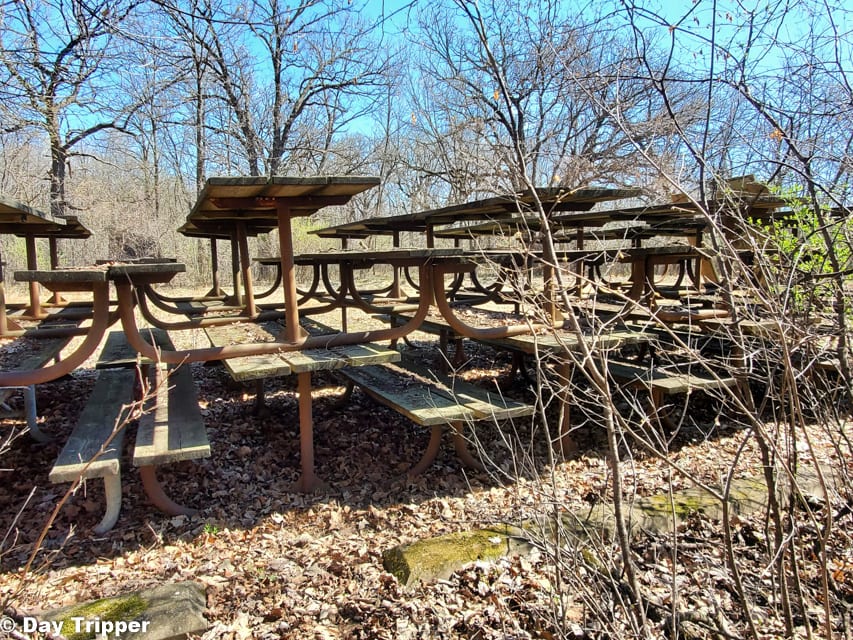 old picnic benches