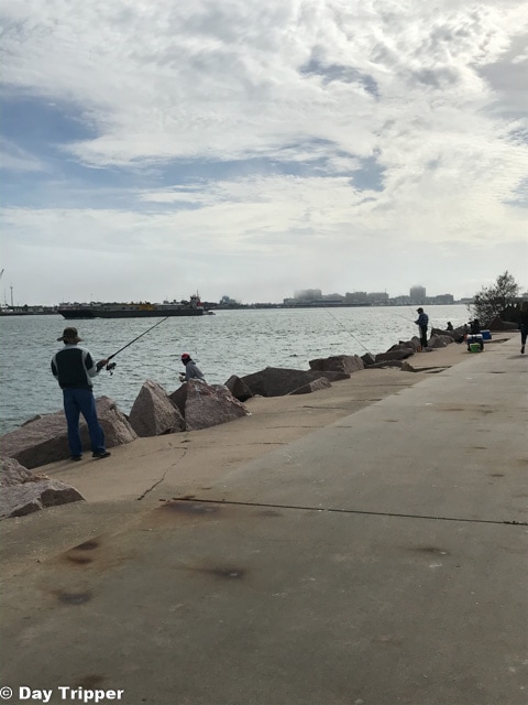 Fishing on Seawolf Park in Galveston