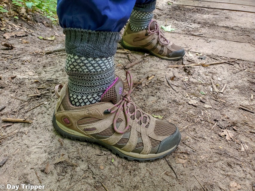 Socks over pants to avoid ticks while hiking