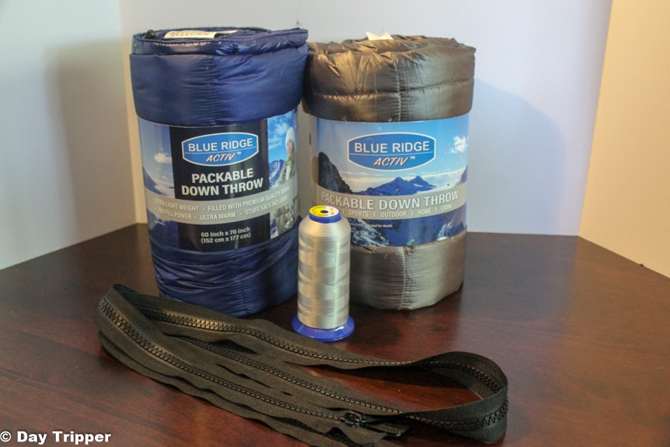 Materials for DIY ultralight sleeping bag