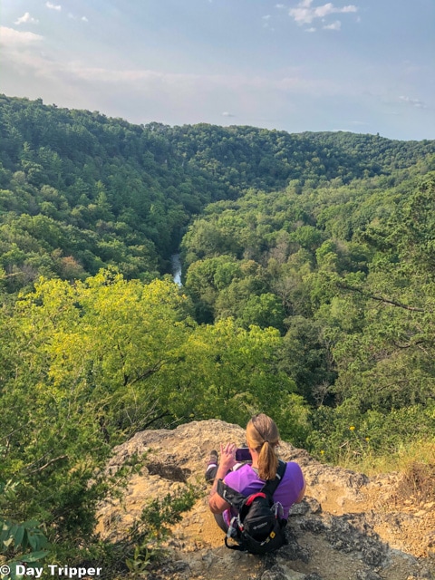 Hiking to Chimney Rock at Whitewater State Park