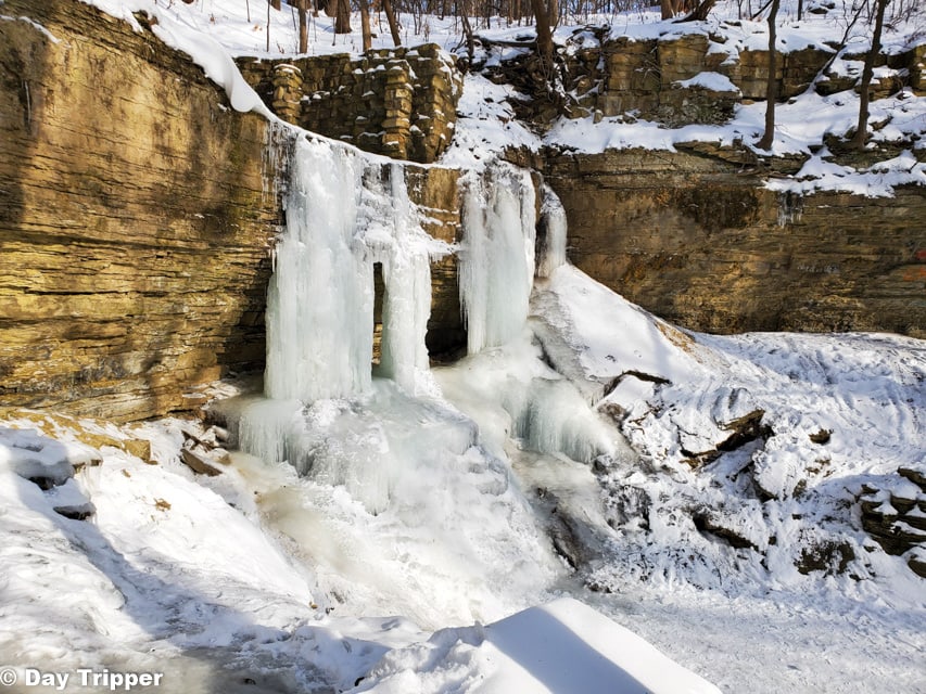 Frozen Hidden Falls Regional Park in Winter