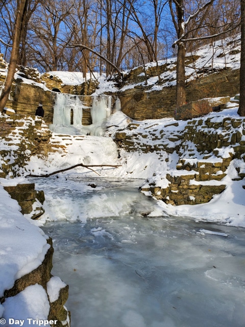 Hidden Falls frozen waterfall in St Paul