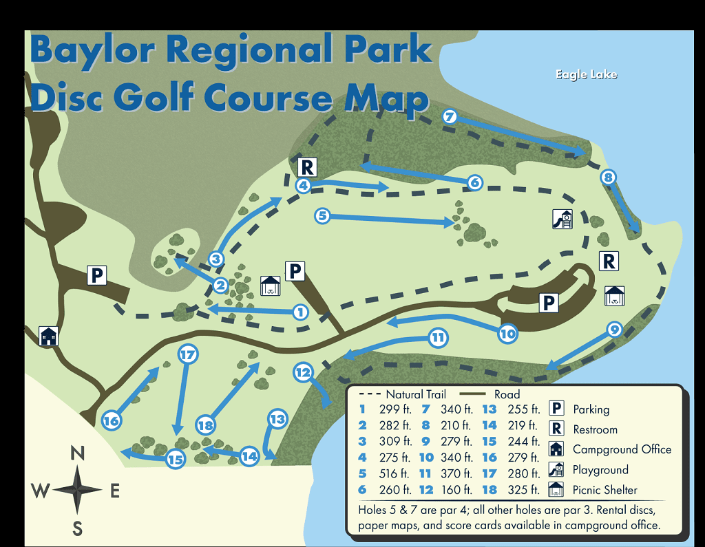 Disk Golf Map at Baylor Regional Park