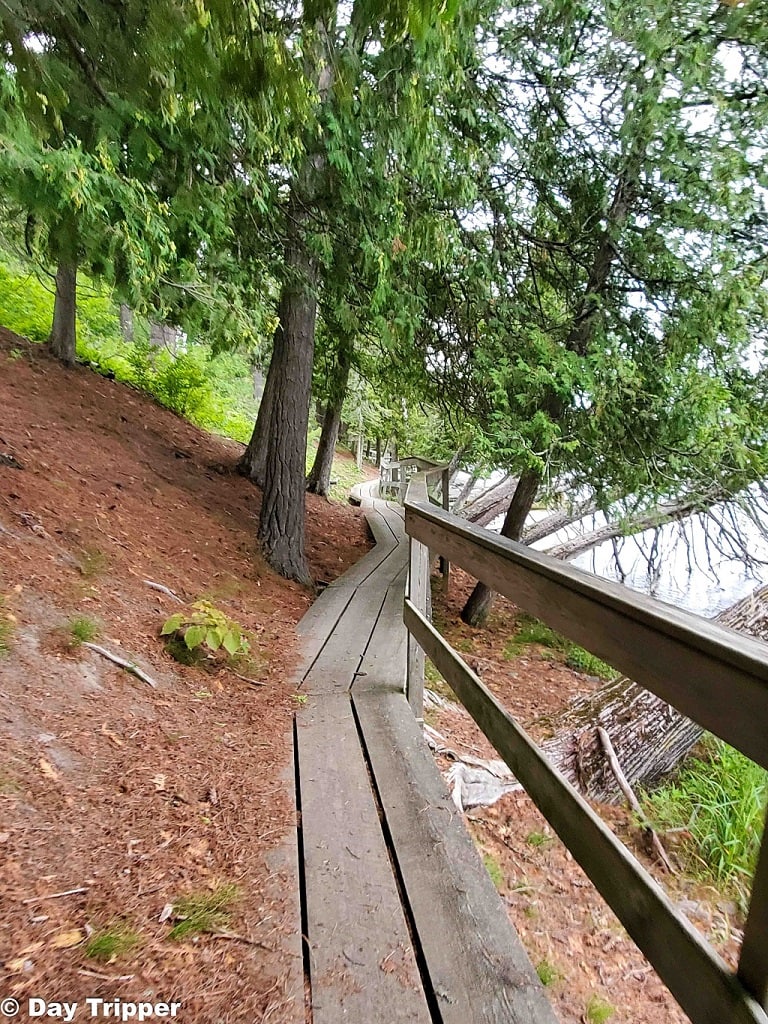 Boardwalk trail by chase point campground at scenic state park
