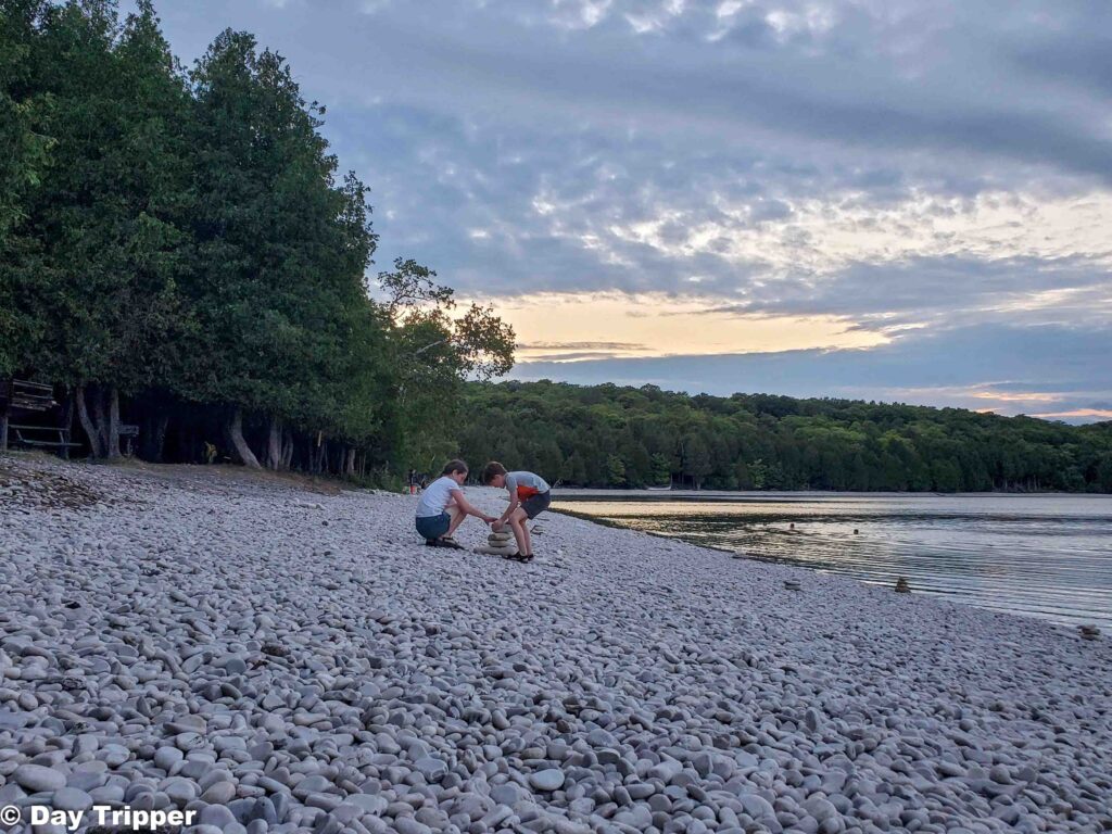 Rock stacking at Schoolhouse Beach Park in WI
