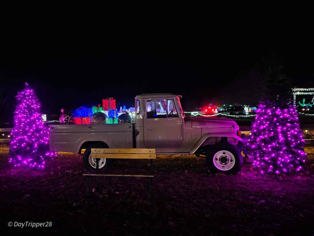 Truck at with chrismast trees at Severs Holiday Ligths