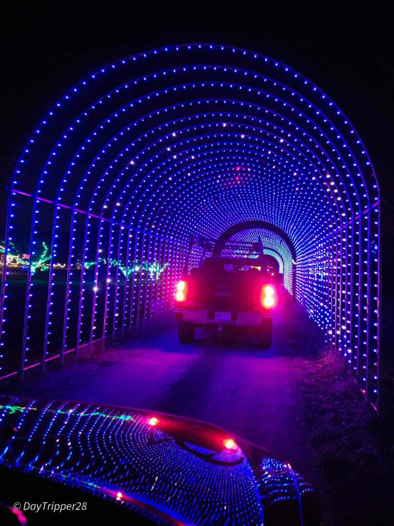 Drive through tunnel at Severs Holiday Lights in Shakopee
